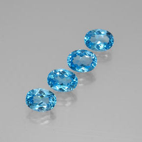7.07 ct Blue Topaz Stone, Natural Topaz in Oval Facet Shape for Sale