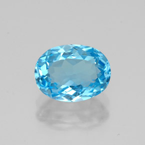 1.62 ct Blue Topaz Gemstone, Topaz Gem in Oval Facet Shape for Sale.