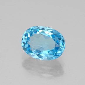 1.62 ct Blue Topaz Stone, Natural Topaz in Oval Facet Shape for Sale
