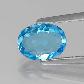 1.36 ct Blue Topaz Gemstone, Topaz Gem in Oval Facet Shape for Sale.