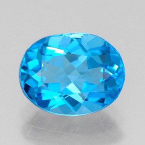 2.28 ct Blue Topaz Gemstone, Topaz Gem in Oval Facet Shape for Sale.
