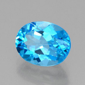 2.46 ct Blue Topaz Stone, Natural Topaz in Oval Facet Shape for Sale