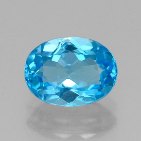 1.69 ct Blue Topaz Gemstone, Topaz Gem in Oval Facet Shape for Sale.