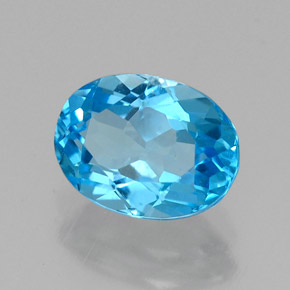 1.69 ct Blue Topaz Stone, Natural Topaz in Oval Facet Shape for Sale