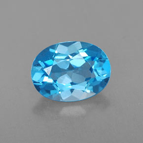 1.64 ct Blue Topaz Gemstone, Topaz Gem in Oval Facet Shape for Sale.