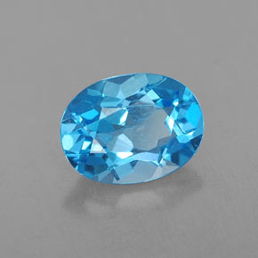 1.64 ct Blue Topaz Stone, Natural Topaz in Oval Facet Shape for Sale