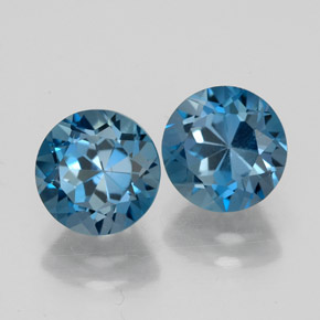 3.97 ct Blue Topaz Stone, Natural Topaz in Round Facet Shape for Sale