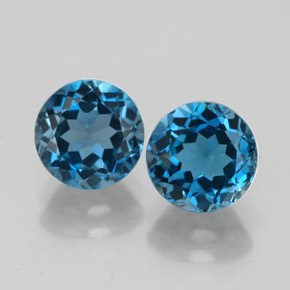 3.66 ct Blue Topaz Gemstone, Topaz Gem in Round Facet Shape for Sale.