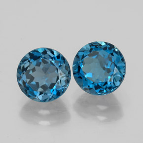 3.66 ct Blue Topaz Stone, Natural Topaz in Round Facet Shape for Sale