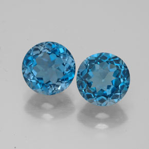 3.48 ct Blue Topaz Gemstone, Topaz Gem in Round Facet Shape for Sale.