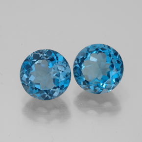 3.48 ct Blue Topaz Stone, Natural Topaz in Round Facet Shape for Sale