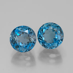 4.03 ct Blue Topaz Stone, Natural Topaz in Round Facet Shape for Sale
