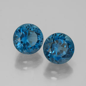 3.81 ct Blue Topaz Stone, Natural Topaz in Round Facet Shape for Sale