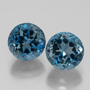 4.14 ct Blue Topaz Gemstone, Topaz Gem in Round Facet Shape for Sale.