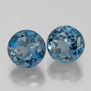 4.14 ct Blue Topaz Stone, Natural Topaz in Round Facet Shape for Sale
