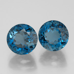 3.90 ct Blue Topaz Stone, Natural Topaz in Round Facet Shape for Sale