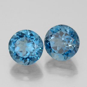 3.69 ct Blue Topaz Stone, Natural Topaz in Round Facet Shape for Sale