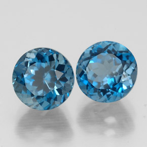 4.14 ct Blue Topaz Stone, Natural Topaz in Round Facet Shape for Sale