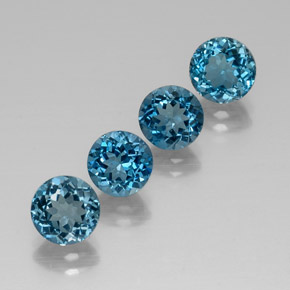 6.61 ct Blue Topaz Gemstone, Topaz Gem in Round Facet Shape for Sale.