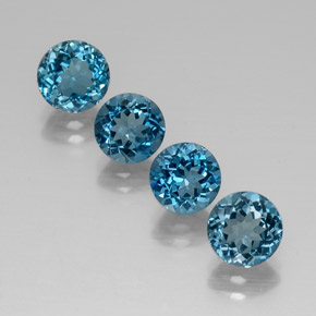 6.61 ct Blue Topaz Stone, Natural Topaz in Round Facet Shape for Sale