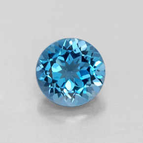 1.65 ct Blue Topaz Gemstone, Topaz Gem in Round Facet Shape for Sale.