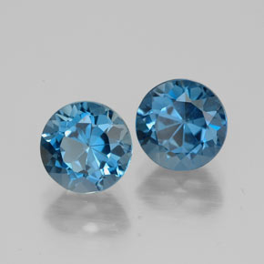 3.26 ct Blue Topaz Stone, Natural Topaz in Round Facet Shape for Sale
