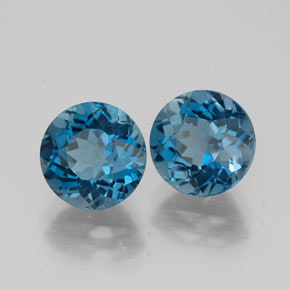 3.70 ct Blue Topaz Stone, Natural Topaz in Round Facet Shape for Sale