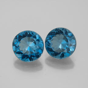4.51 ct Blue Topaz Stone, Natural Topaz in Round Facet Shape for Sale
