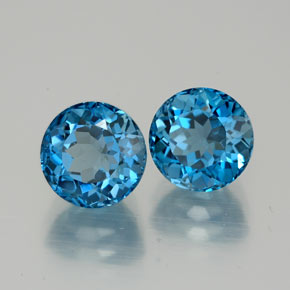 4.14 ct Blue Topaz Stone, Natural Topaz in Round Facet Shape for Sale