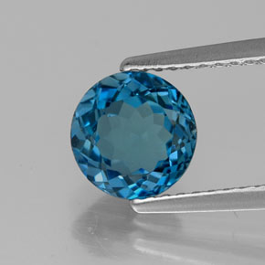 1.71 ct Blue Topaz Gemstone, Topaz Gem in Round Facet Shape for Sale.