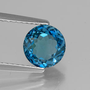 1.71 ct Blue Topaz Stone, Natural Topaz in Round Facet Shape for Sale