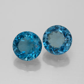 3.38 ct Blue Topaz Stone, Natural Topaz in Round Facet Shape for Sale