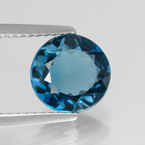2.05 ct Blue Topaz Stone, Natural Topaz in Round Facet Shape for Sale