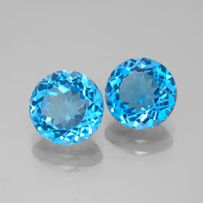 4.74 ct Blue Topaz Stone, Natural Topaz in Round Facet Shape for Sale
