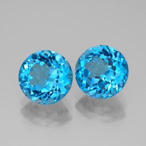 5.05 ct Blue Topaz Stone, Natural Topaz in Round Facet Shape for Sale