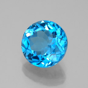 2.29 ct Blue Topaz Stone, Natural Topaz in Round Facet Shape for Sale