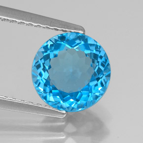 2.46 ct Swiss Blue Topaz Gemstone, Topaz Gem in Round Facet Shape for Sale.