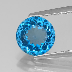 2.18 ct Blue Topaz Gemstone, Topaz Gem in Round Facet Shape for Sale.
