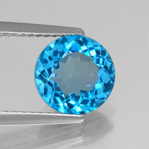 2.18 ct Blue Topaz Stone, Natural Topaz in Round Facet Shape for Sale
