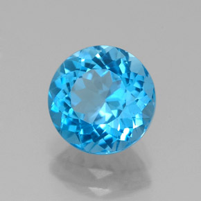 2.30 ct Blue Topaz Stone, Natural Topaz in Round Facet Shape for Sale