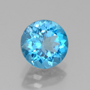 2.21 ct Blue Topaz Stone, Natural Topaz in Round Facet Shape for Sale