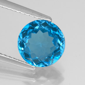 2.35 ct Blue Topaz Gemstone, Topaz Gem in Round Facet Shape for Sale.