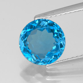 2.35 ct Blue Topaz Stone, Natural Topaz in Round Facet Shape for Sale