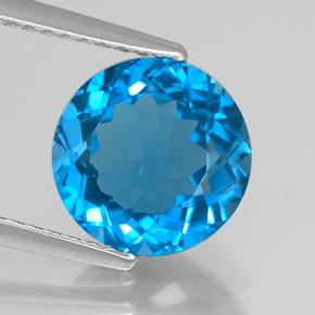 3.15 ct Blue Topaz Gemstone, Topaz Gem in Round Facet Shape for Sale.