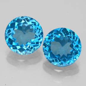 4.73 ct Blue Topaz Gemstone, Topaz Gem in Round Facet Shape for Sale.