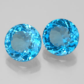 4.73 ct Blue Topaz Stone, Natural Topaz in Round Facet Shape for Sale