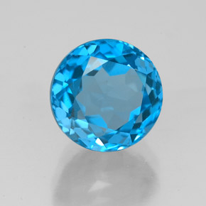 4.17 ct Blue Topaz Stone, Natural Topaz in Round Facet Shape for Sale