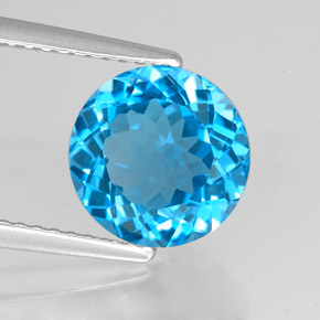 3.09 ct Blue Topaz Gemstone, Topaz Gem in Round Facet Shape for Sale.