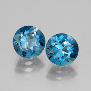 3.46 ct Blue Topaz Stone, Natural Topaz in Round Facet Shape for Sale