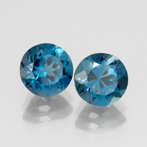 3.62 ct Blue Topaz Stone, Natural Topaz in Round Facet Shape for Sale